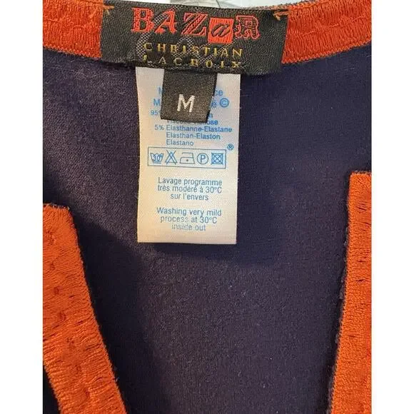 Christian Lacroix Bazar Floral Embroidered Dress M Blue Sleeveless Designer Y2K - Picture 8 of 9